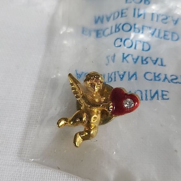 Cherubim Pin 24k gold electroplated with Austrian Crystal NWT - Picture 2 of 3